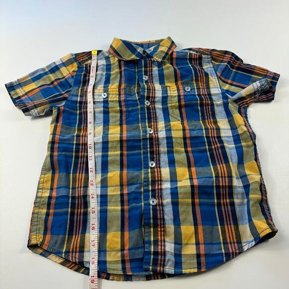 Faded Glory Boys Short Sleeve Button Down Plaid Shirt Blue S Small 6-7 - Picture 8 of 11
